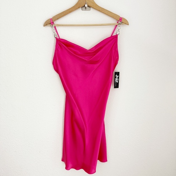 NWT Jump Apparel Pink Satin Cowl Neck Slip Dress, Size Medium - Picture 2 of 9